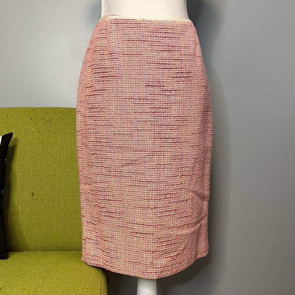 Elie Tahari Pink Tweed Straight Pencil Skirt 2